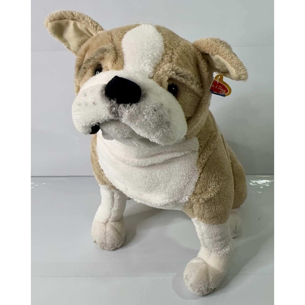 Melissa & Doug Giant English Bulldog Plush Stuffed Animal Tan White 17"